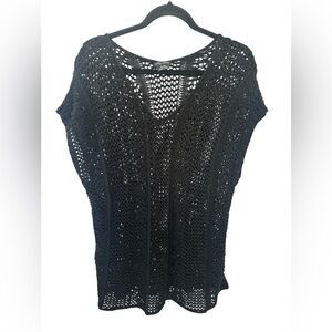 City Chic Black Crochet Open-Weave Top